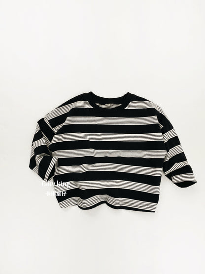 Wide Stripe Loose Long Sleeve T-shirt
