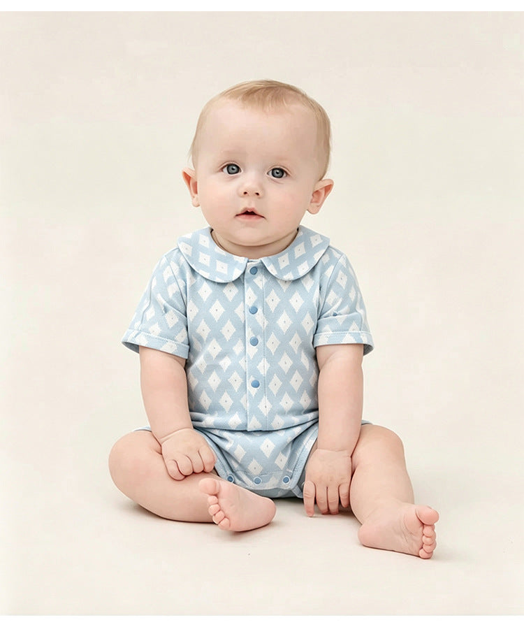 Plaid Cotton Romper ドールカラー 半袖ロンパース【mh0013028】