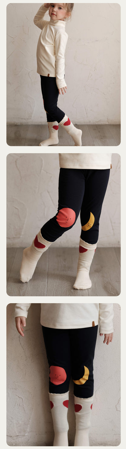 レギンス 太陽 月 プリント キッズ ストレッチ ボトムス【mh0011567】