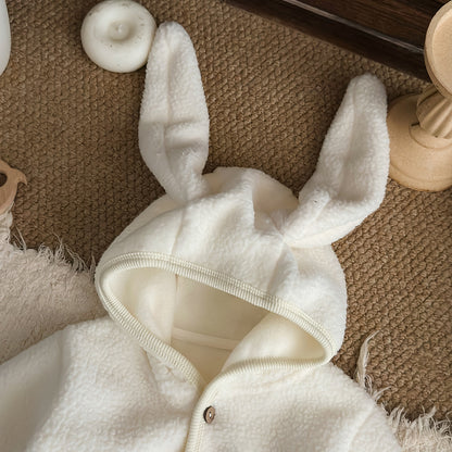 フーディロンパース うさ耳 フード付 ボア 厚手 モコモコ カバーオール【mh0011689】