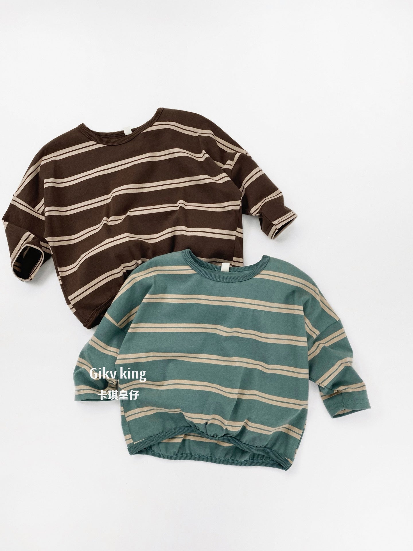 Striped Dropped Shoulder Long Sleeve Top [mh0012561]