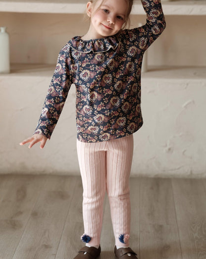 ニットレギンス ラッフル ポンポン付き キッズ 女の子 ボトムス【mh0011569】