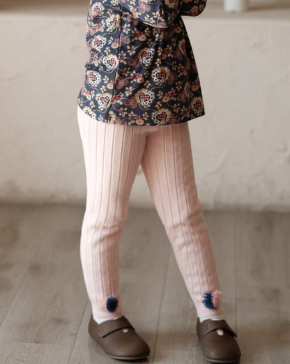 ニットレギンス ラッフル ポンポン付き キッズ 女の子 ボトムス【mh0011569】