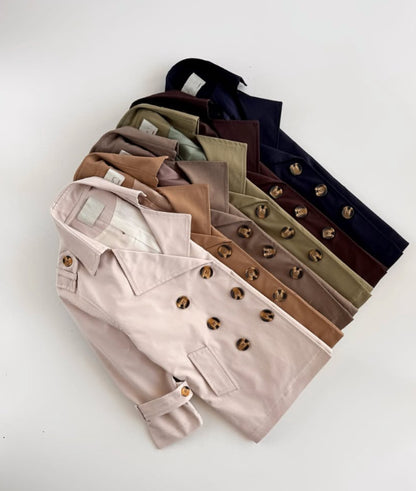 Kids' Double-Button Belted Mid-Length Trench Coat [mh0014731]
