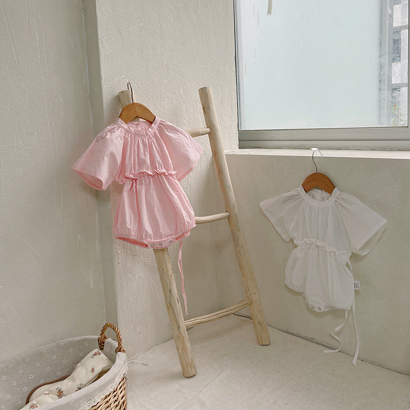 Ruffle Sleeve Summer Romper フリルスリーブ 半袖 ロンパース【mh0012686】