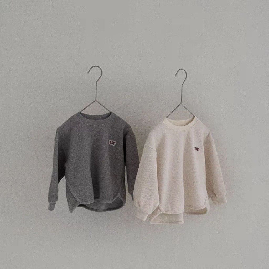 Sudadera de manga larga con logotipo para bebé y niño, tejido waffle【mh0014629】