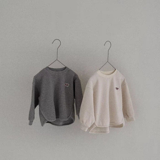 ベビー キッズ ワッフル ワンポイントロゴ 長袖スウェットシャツ【mh0014629】
