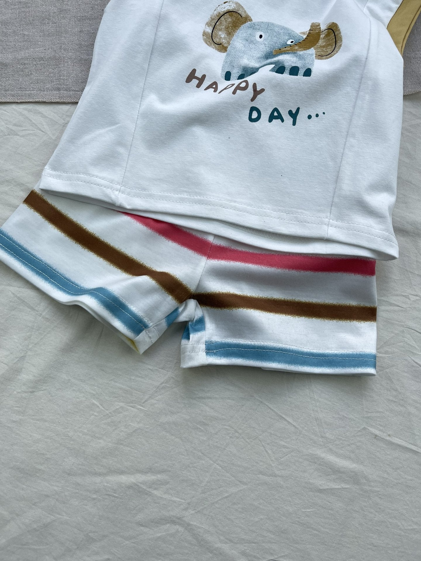 Elephant Graphics Cotton Set ノースリーブTシャツ ショートパンツセット【mh0012920】