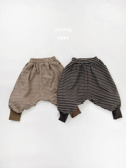 Horizontal Striped Cotton Jogger Pants 【mh0012577】
