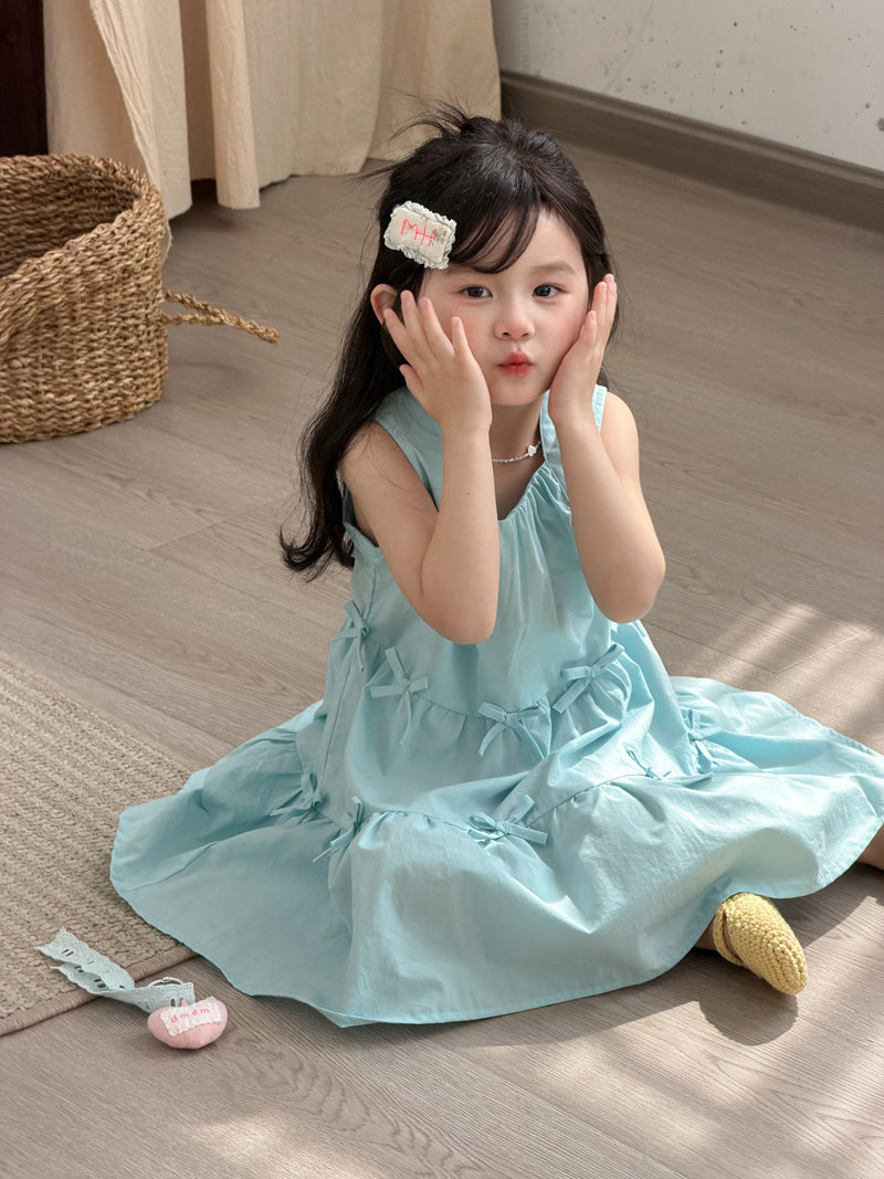 Sleeveless Bow Tiered Dress [mh0012747]