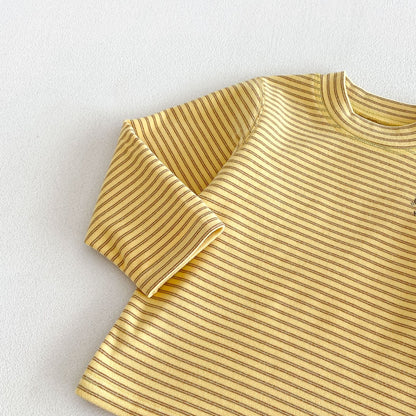 キッズ ボーダー ワンポイント刺繍 長袖Tシャツ / イージー ロングパンツ【mh0014771】