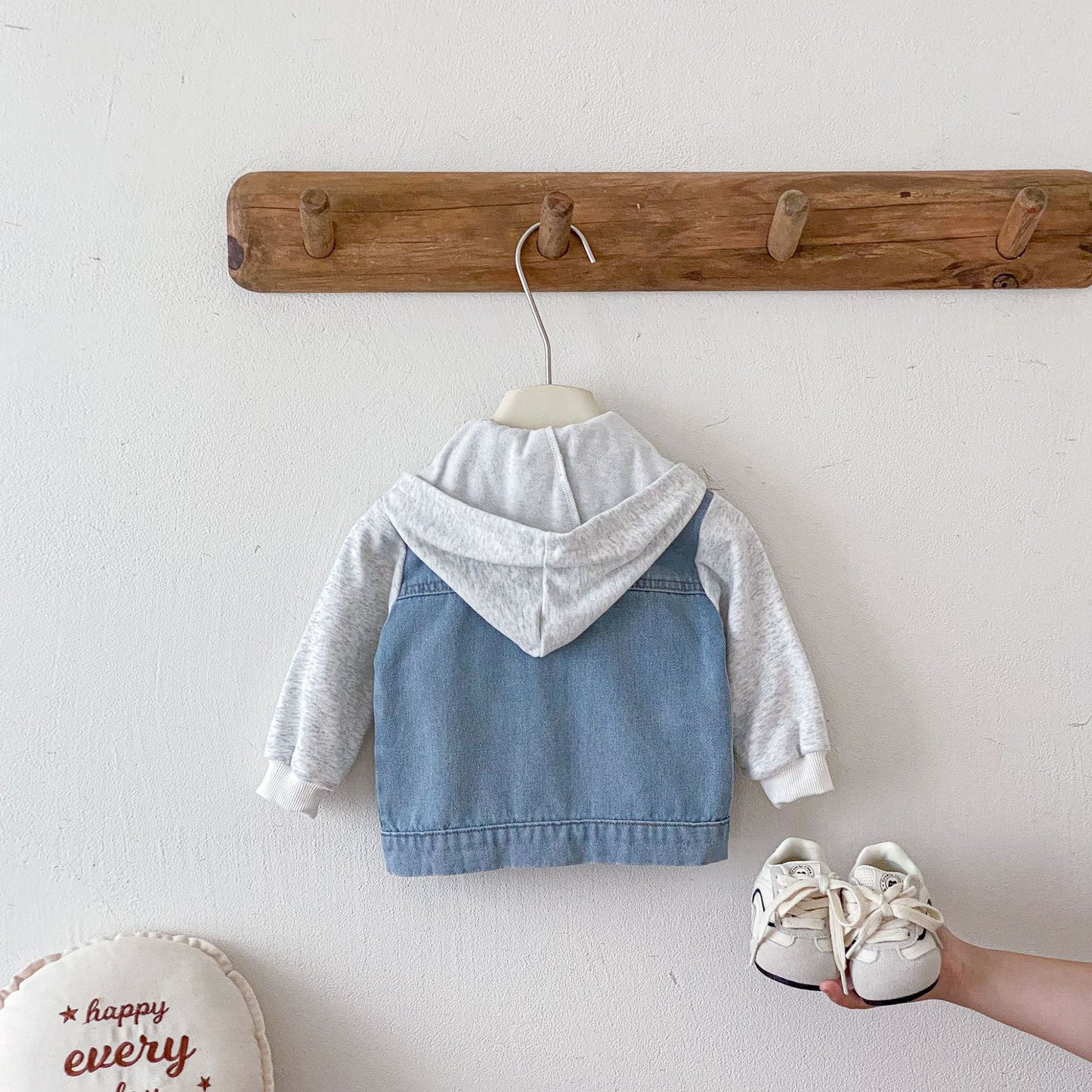 Hooded Striped Denim Layered Jacket ストライプ フード デニム ジャケット【mh0012720】