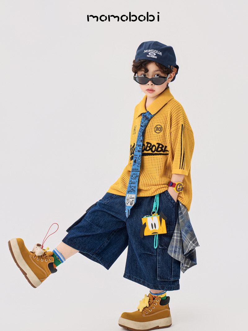 Check Layered Denim Shorts チェック レイヤード デニムハーフパンツ【mh0013002】