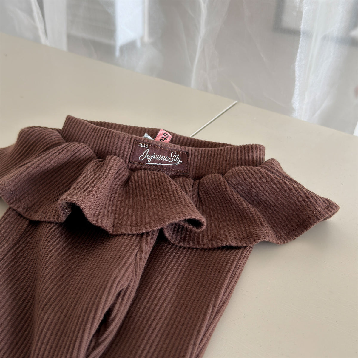 キッズ ウエストフリル ドッキング リブニット キックフレアパンツ【mh0014547】