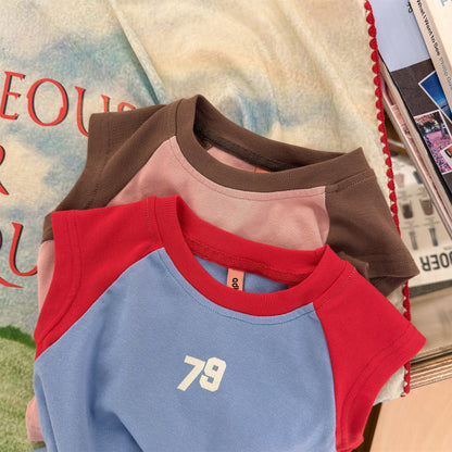 Contrast Raglan Sleeve Numeric Tee コットン ラグラン Tシャツ【mh0012661】