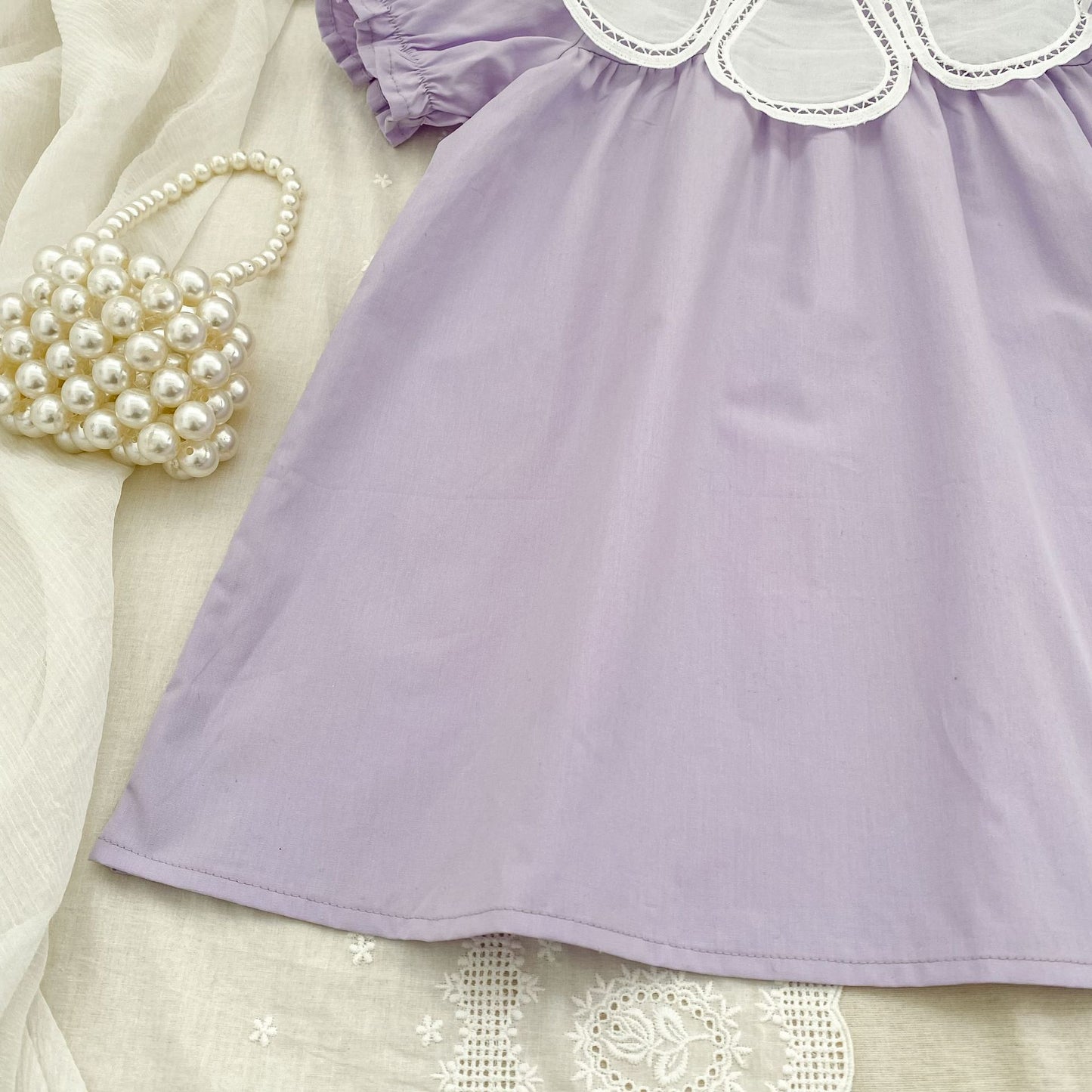 Petal Collar Romper Puff Sleeve Dress ラッフル ロンパース ミモレ丈ワンピース【mh0013158】