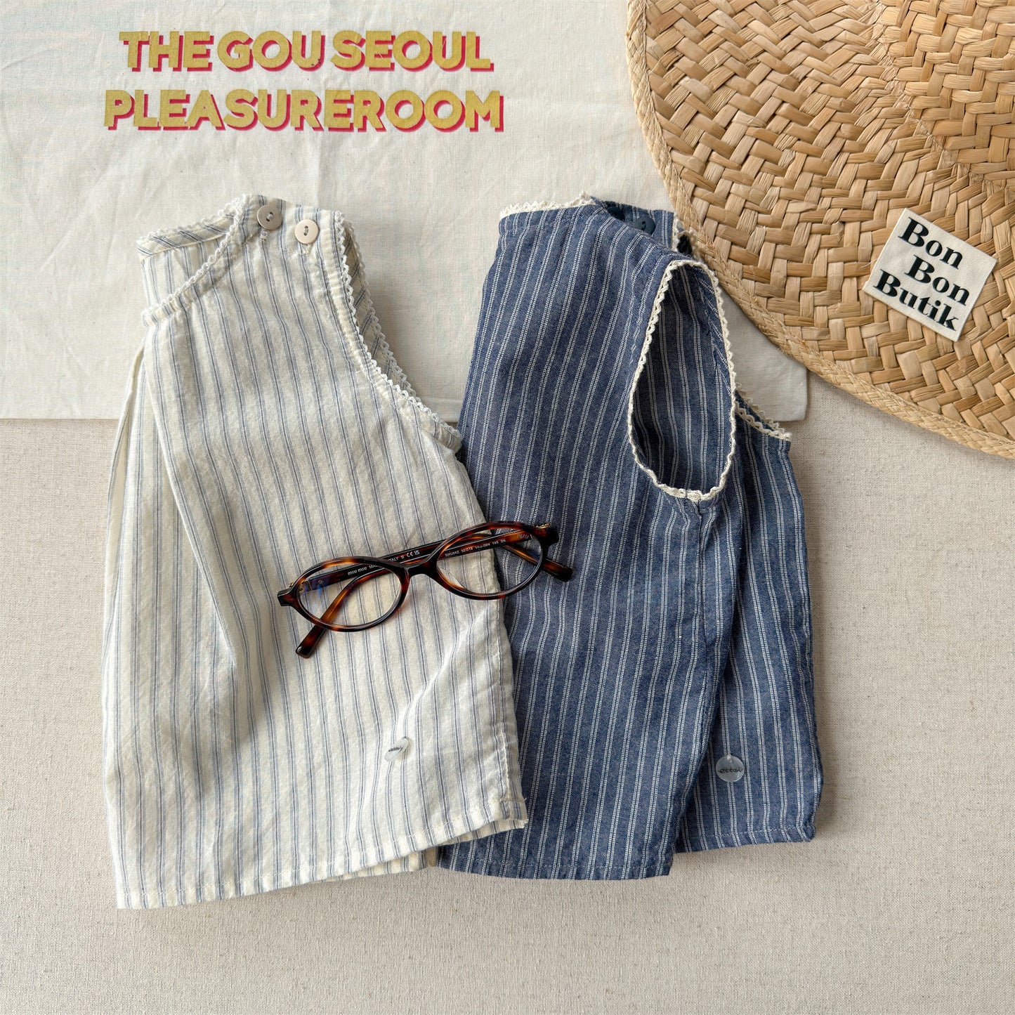 Striped Sleeveless Tank Top ストライプ ノースリーブブラウス【mh0013229】