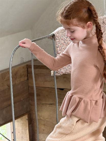 長袖トップス ペプラムフリル ハイネック シンプル 裏起毛【mh0011621】