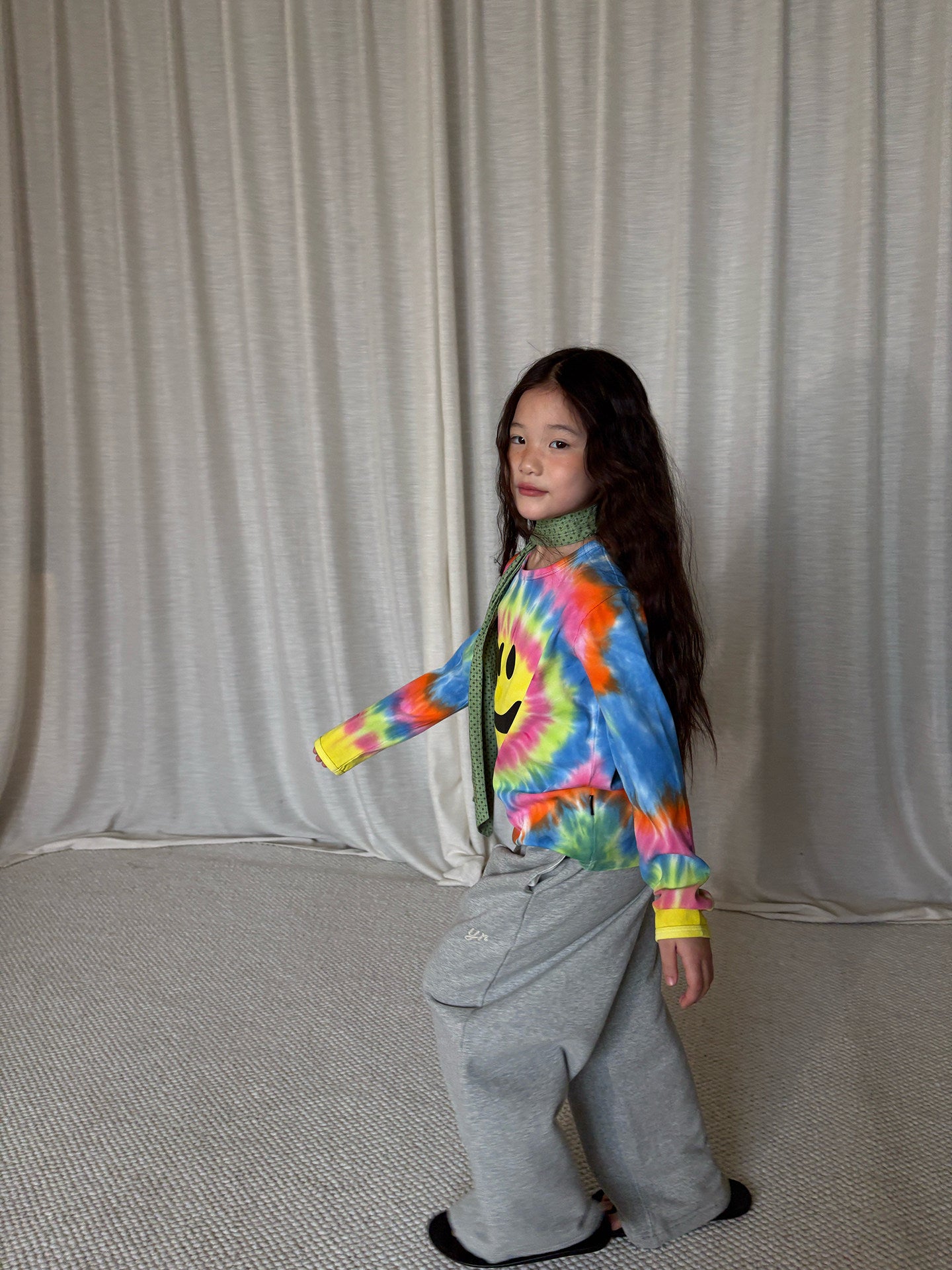 yummy&rocky | Tie Dye Smiley Cotton Long Sleeve T-Shirt [mh0020168]