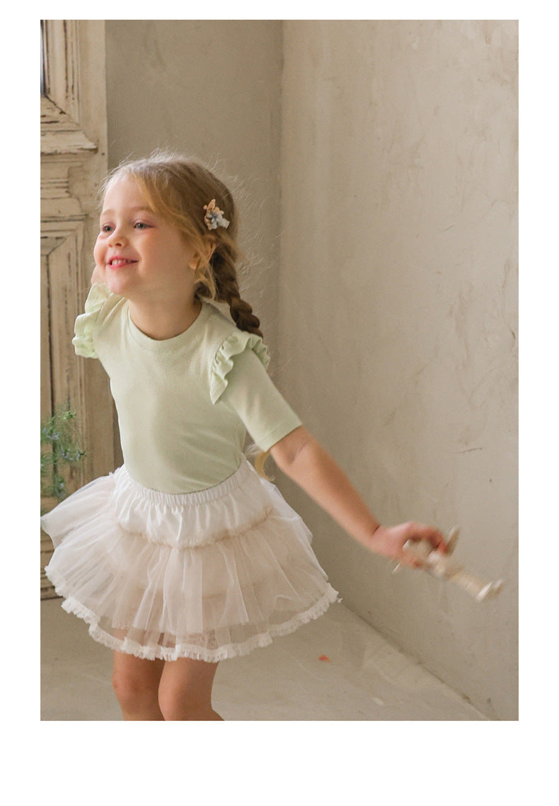 Ruffle Shoulder Tee - Mellow Ruffle Short Sleeve T-Shirt [mh0012986]