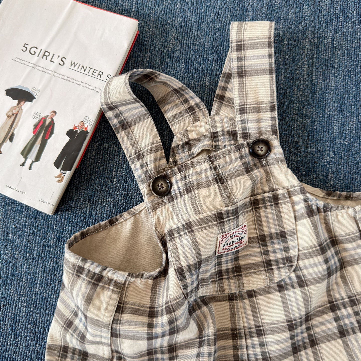 Kids' Polka Dot & Check Pocket Overalls [mh0014053]