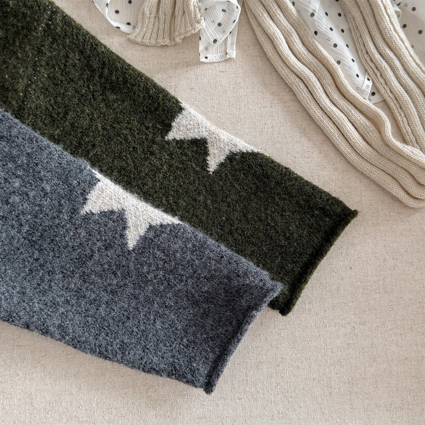 ニットカーディガン スター星 モノトーン ラグラン カジュアル アウター【mh0011612】