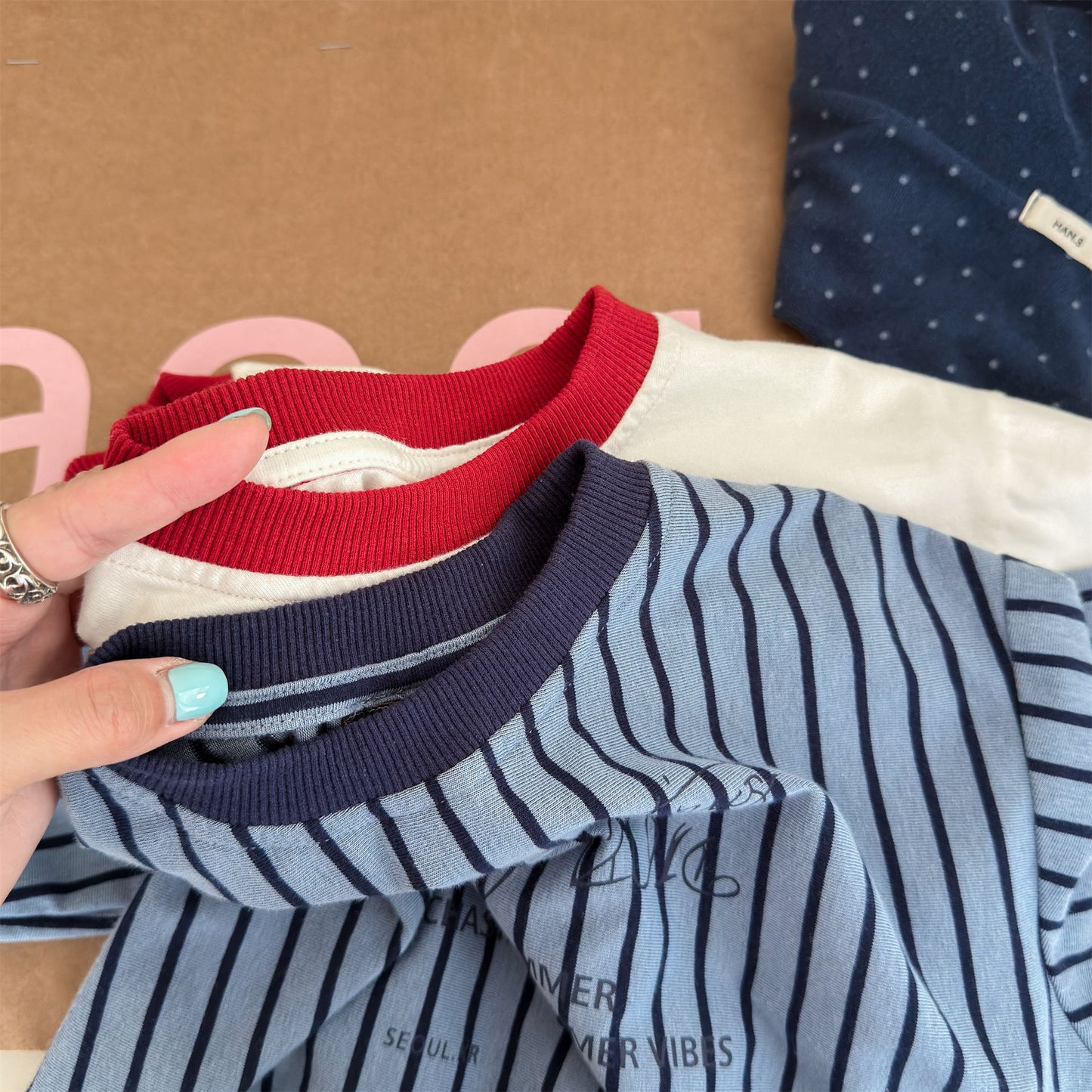 Kids' Color-Blocked Ringer Loose-Fit Letter-Printed Striped Long-Sleeved T-Shirt [mh0014062]