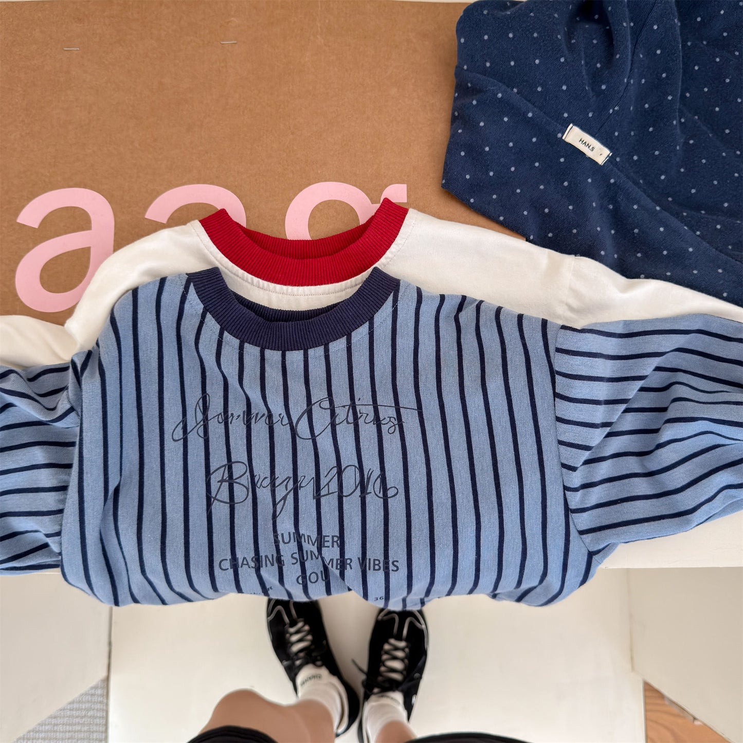 Kids' Color-Blocked Ringer Loose-Fit Letter-Printed Striped Long-Sleeved T-Shirt [mh0014062]