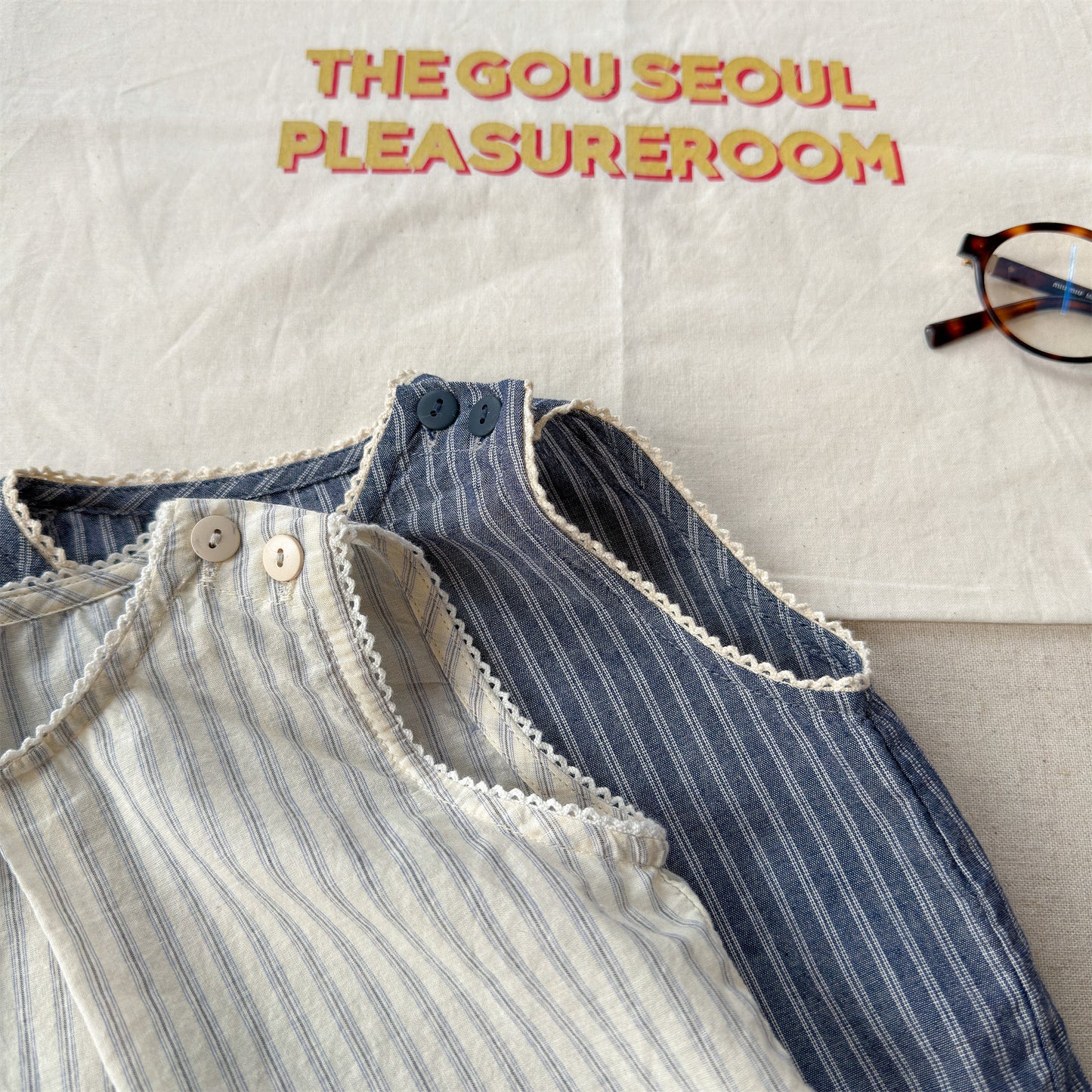 Striped Sleeveless Tank Top ストライプ ノースリーブブラウス【mh0013229】