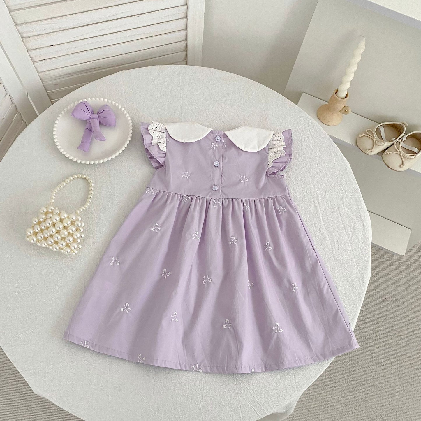 Bow Embroidery Ruffle Romper Dress ラッフル ロンパース ワンピース【mh0013161】