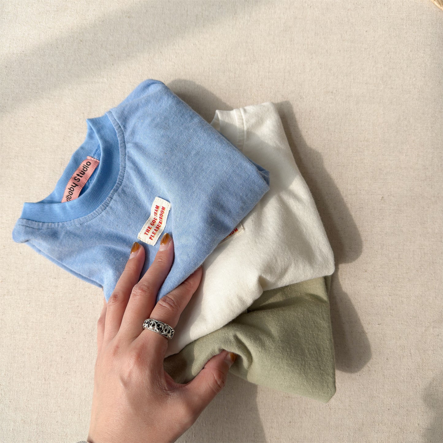 Minimal Woven Patch T-Shirt ドロップショルダー 半袖Tシャツ【mh0013224】