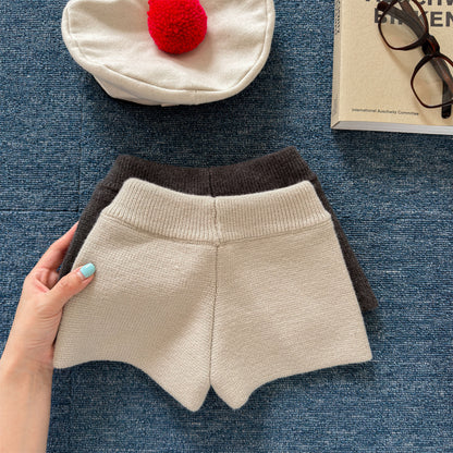 キッズ 刺繍ロゴ ラウンドネック ニットカーディガン ショートパンツ セット【mh0014558】