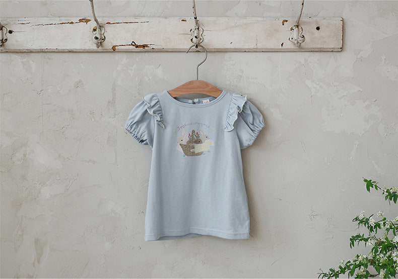 Rabbit Graphic Tee ラビットプリント フリルTシャツ【mh0012982】