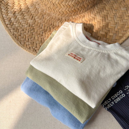 Minimal Woven Patch T-Shirt ドロップショルダー 半袖Tシャツ【mh0013224】