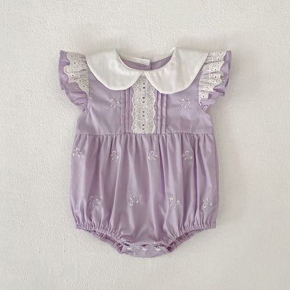Bow Embroidery Ruffle Romper Dress ラッフル ロンパース ワンピース【mh0013161】