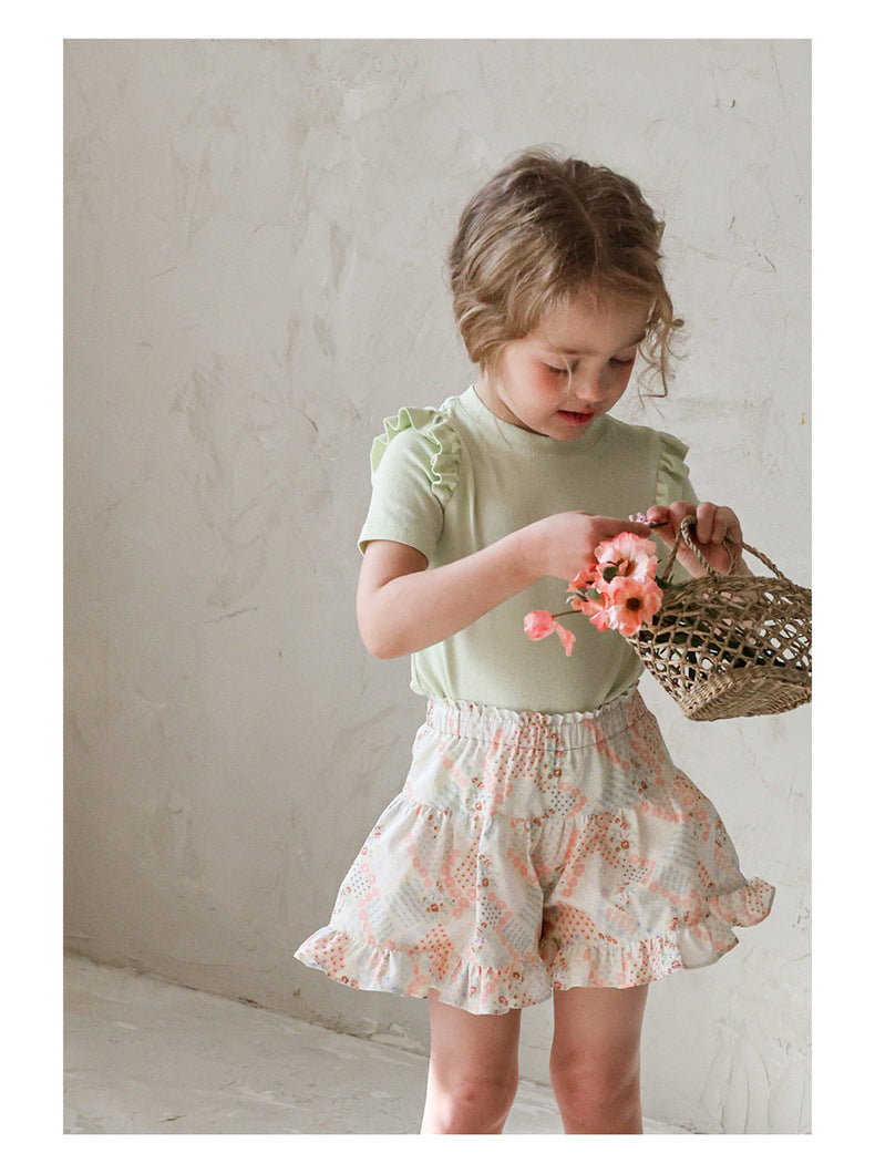 Ruffle Shoulder Tee - Mellow Ruffle Short Sleeve T-Shirt [mh0012986]