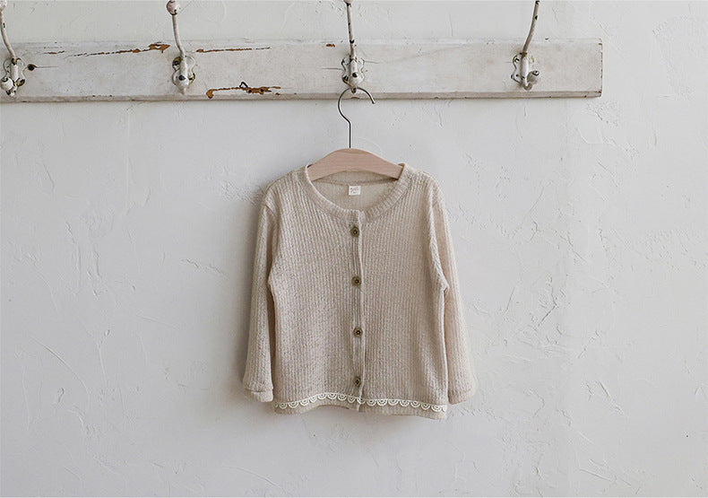 Lace Trim Knit Cardigan Openwork Summer Cardigan [mh0012984]