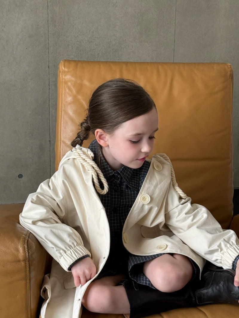 Kids' Hooded Front-Button Long-Sleeve Trench Coat [mh0014069]