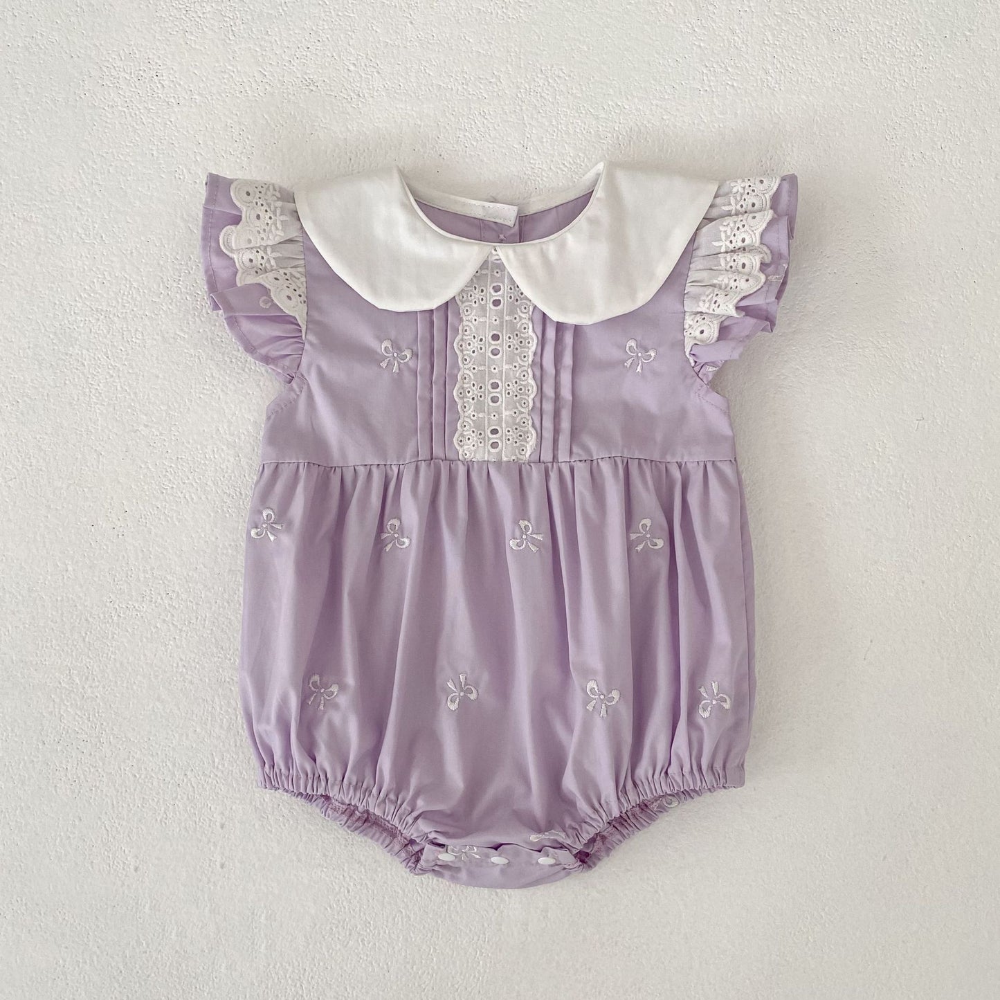 Bow Embroidery Ruffle Romper Dress ラッフル ロンパース ワンピース【mh0013161】