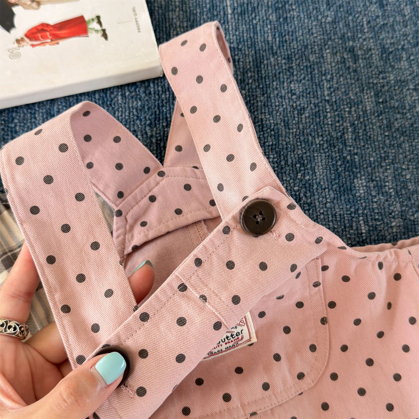 Kids' Polka Dot & Check Pocket Overalls [mh0014053]