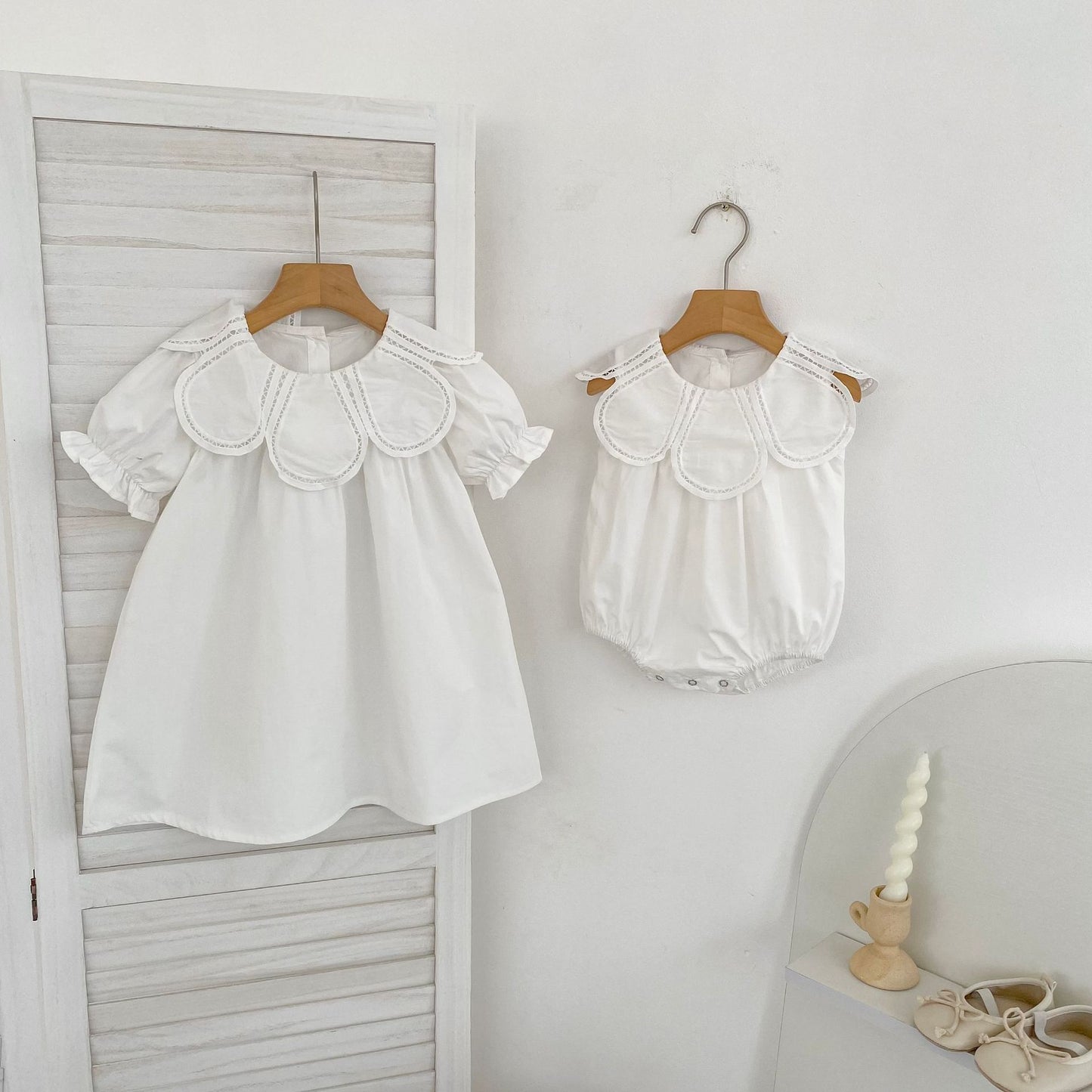 Petal Collar Romper Puff Sleeve Dress ラッフル ロンパース ミモレ丈ワンピース【mh0013158】