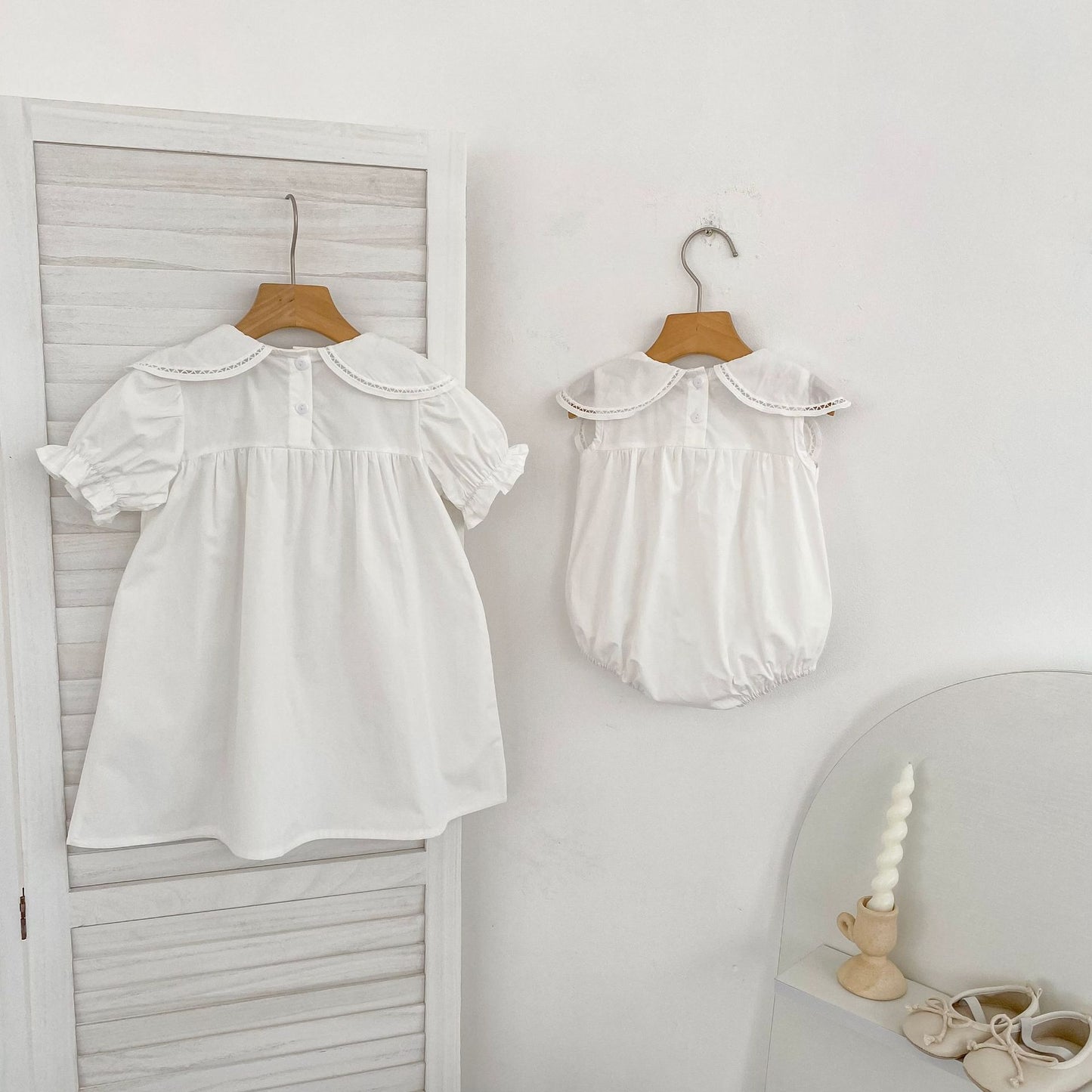 Petal Collar Romper Puff Sleeve Dress ラッフル ロンパース ミモレ丈ワンピース【mh0013158】