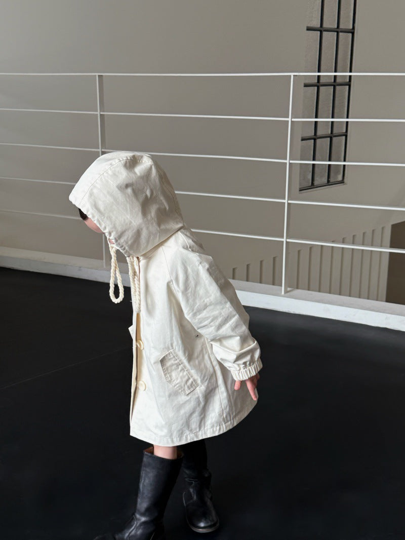 Kids' Hooded Front-Button Long-Sleeve Trench Coat [mh0014069]