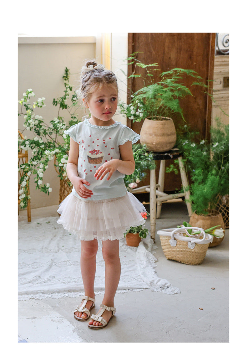 Flounce Sleeve Cupcake Tee フリルスリーブ カップケーキ Tシャツ【mh0012987】