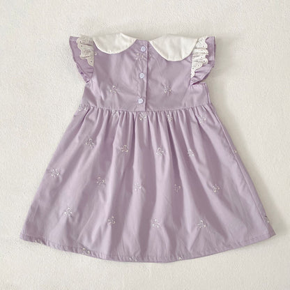 Bow Embroidery Ruffle Romper Dress ラッフル ロンパース ワンピース【mh0013161】