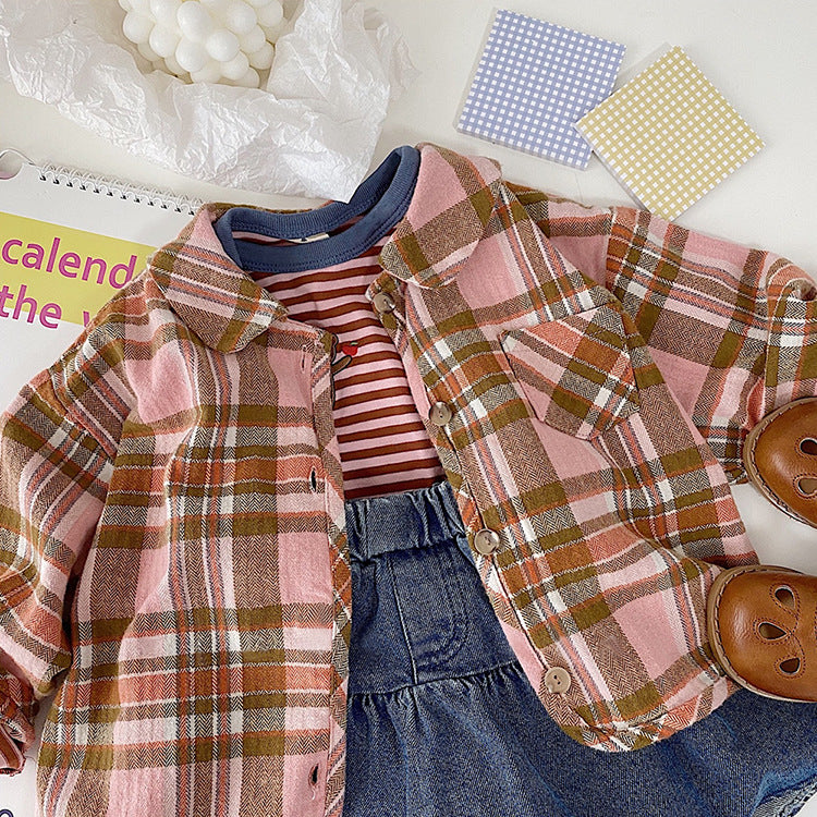 Bear Graphic Plaid Flannel Shirt クマ プリント チェック柄 シャツ【mh0012679】