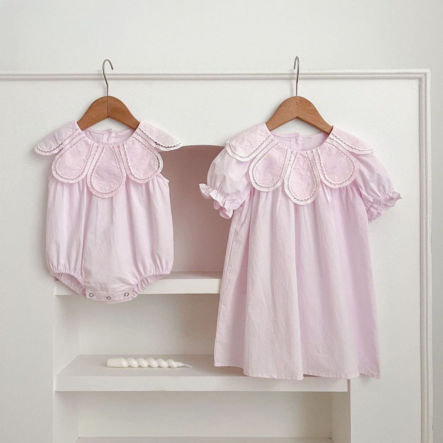 Petal Collar Romper Puff Sleeve Dress ラッフル ロンパース ミモレ丈ワンピース【mh0013158】