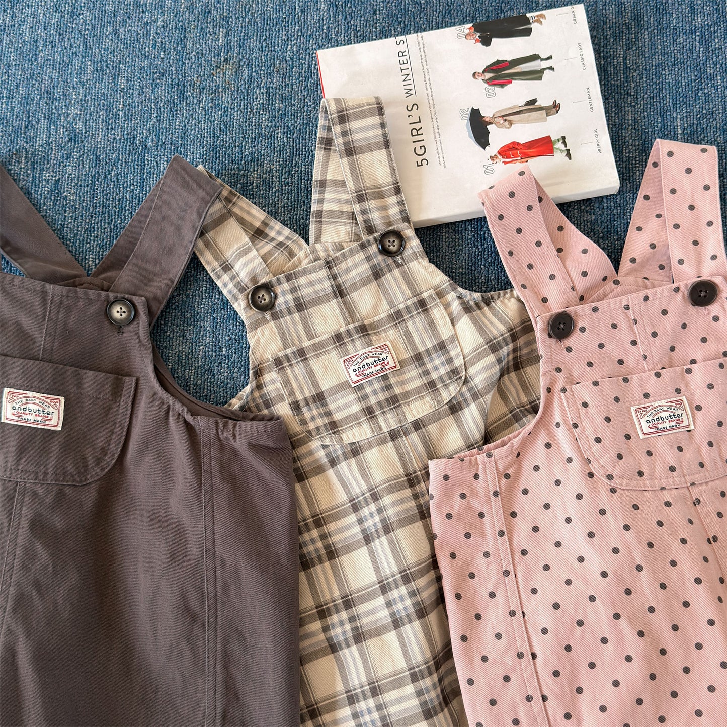 Kids' Polka Dot & Check Pocket Overalls [mh0014053]