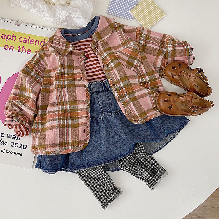 Bear Graphic Plaid Flannel Shirt クマ プリント チェック柄 シャツ【mh0012679】