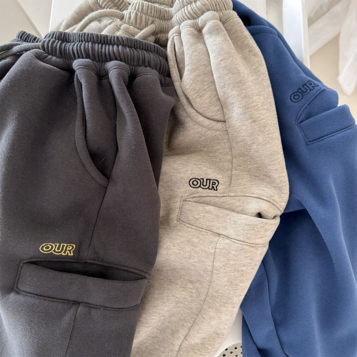 Pantalones largos de felpa para niños, corte holgado con cintura elástica y forro polar [mh0014538]